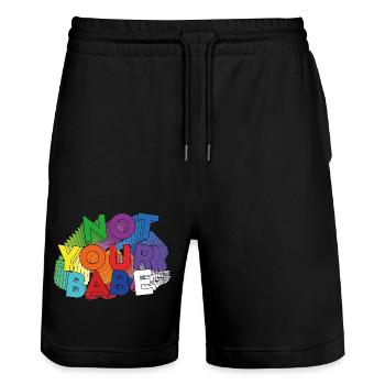 NOT YOUR BABE - Short de jogging bio TRAINER Stanley/Stella unisexe - noir - Devant - Nik (191cm) & Marisol (170cm)