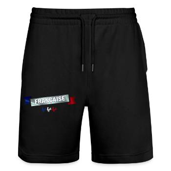 French banner - Stanley/Stella Trainer Unisex Organic Jogging Shorts - black - Front - Nik (191cm) & Marisol (170cm)