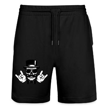 Crâne de marié - Short de jogging bio TRAINER Stanley/Stella unisexe - noir - Devant - Nik (191cm) & Marisol (170cm)