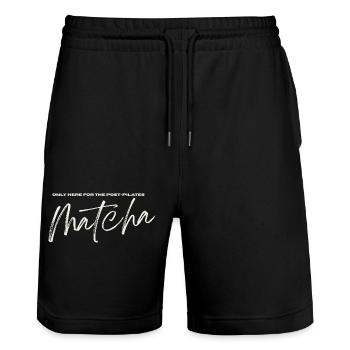 Post Pilates Matcha - Stanley/Stella Unisex Bio Joggingshorts Trainer  - Schwarz - Vorne - Nik (191cm) & Marisol (170cm)