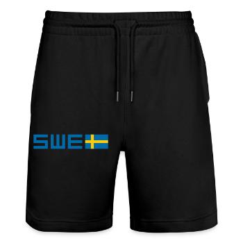 Schweden - Stanley/Stella Unisex Bio Joggingshorts Trainer  - Schwarz - Vorne - Nik (191cm) & Marisol (170cm)