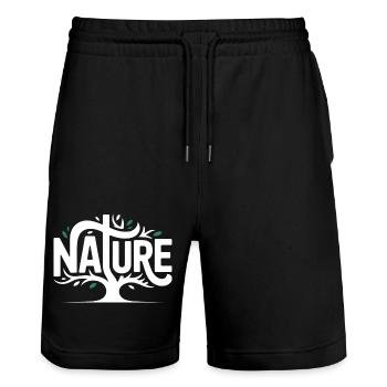 Natur - Coo Tree Logo - Stanley/Stella Unisex Bio Joggingshorts Trainer  - Schwarz - Vorne - Nik (191cm) & Marisol (170cm)