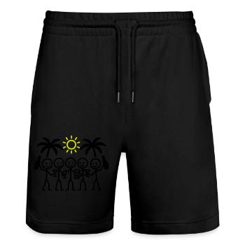 Holiday Team Party - Stanley/Stella Trainer Unisex Organic Jogging Shorts - black - Front - Nik (191cm) & Marisol (170cm)