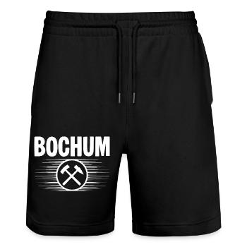 Bochum Glueck auf - Stanley/Stella Unisex Bio Joggingshorts Trainer  - Schwarz - Vorne - Nik (191cm) & Marisol (170cm)