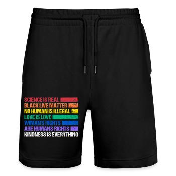 Rainbow Regenbogen Lesbe Pride LGBTQ - Stanley/Stella Unisex Bio Joggingshorts Trainer  - Schwarz - Vorne - Nik (191cm) & Marisol (170cm)
