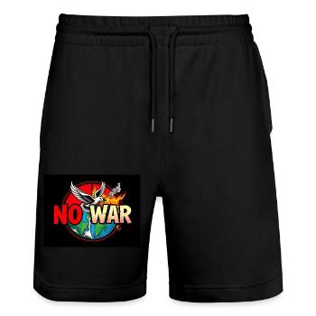 No War Peace Dove - Short de jogging bio TRAINER Stanley/Stella unisexe - noir - Devant - Nik (191cm) & Marisol (170cm)