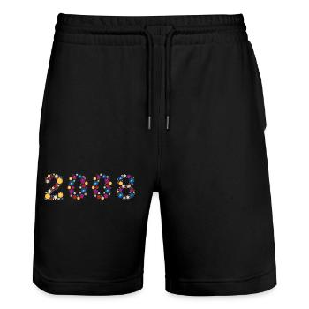 Fleurs 2008 - Short de jogging bio TRAINER Stanley/Stella unisexe - noir - Devant - Nik (191cm) & Marisol (170cm)