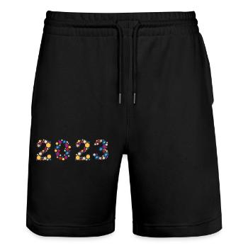 Flowers 2023 - Stanley/Stella Unisex Bio Joggingshorts Trainer  - Schwarz - Vorne - Nik (191cm) & Marisol (170cm)