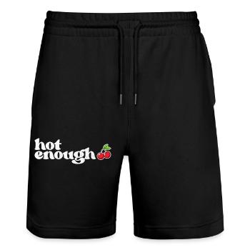 hot enough Summer Beach funny quote - Stanley/Stella Trainer Unisex Organic Jogging Shorts - black - Front - Nik (191cm) & Marisol (170cm)