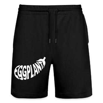 Eggplant - Cool Vegetable Logo - Stanley/Stella Trainer Unisex Organic Jogging Shorts - black - Front - Nik (191cm) & Marisol (170cm)