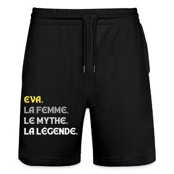 EVA LA FEMME LE MYTHE LA LEGENDE - Short de jogging bio TRAINER Stanley/Stella unisexe - noir - Devant - Nik (191cm) & Marisol (170cm)