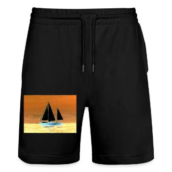 Ho boat - Stanley/Stella Trainer Unisex Organic Jogging Shorts - black - Front - Nik (191cm) & Marisol (170cm)