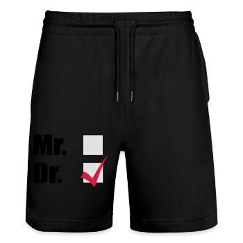Doktortitel - Stanley/Stella Unisex Bio Joggingshorts Trainer  - Schwarz - Vorne - Nik (191cm) & Marisol (170cm)
