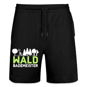Waldbademeister für das Waldbaden im Waldbad - Stanley/Stella Unisex Bio Joggingshorts Trainer  - Schwarz - Vorne - Nik (191cm) & Marisol (170cm)