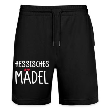 Hessisches Mädel - Stanley/Stella Unisex Bio Joggingshorts Trainer  - Schwarz - Vorne - Nik (191cm) & Marisol (170cm)