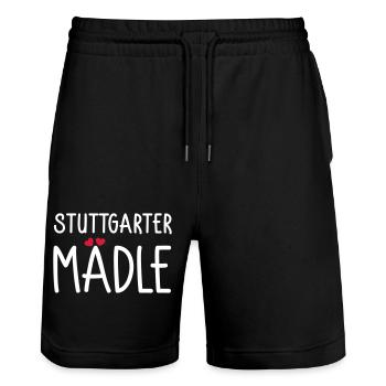 Stuttgarter Mädle - Stanley/Stella Unisex Bio Joggingshorts Trainer  - Schwarz - Vorne - Nik (191cm) & Marisol (170cm)