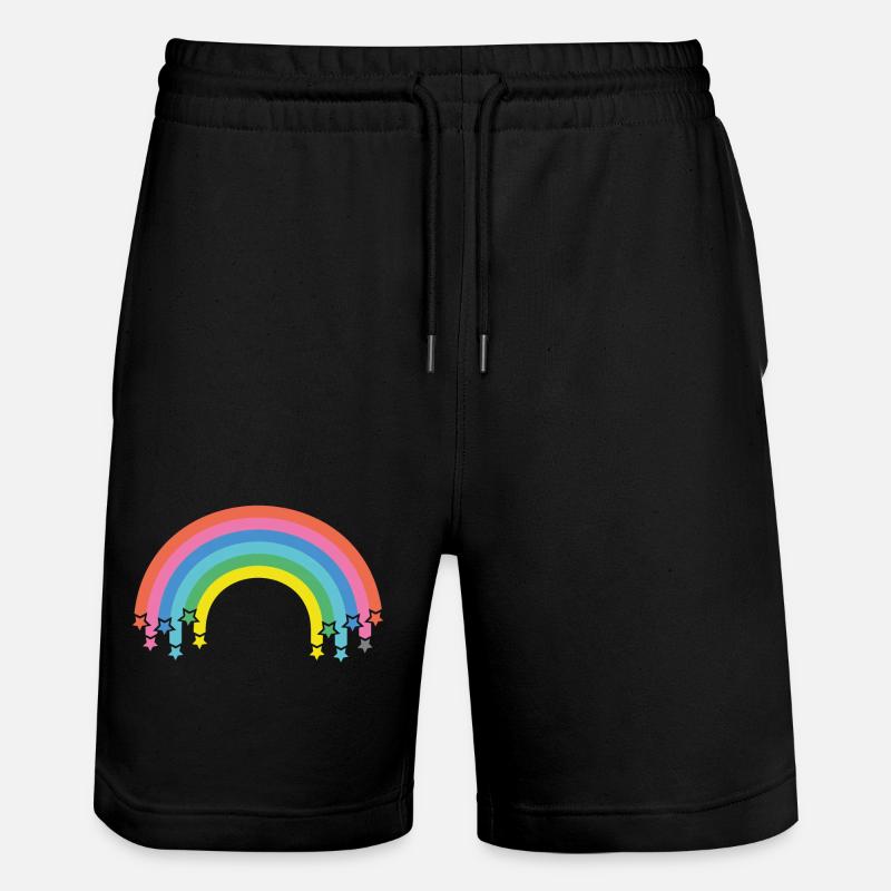 Regenbogen mit Sternen - Stanley/Stella Unisex Bio Joggingshorts Trainer  - Schwarz