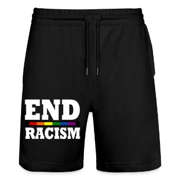 End Racism - Stanley/Stella Unisex Bio Joggingshorts Trainer  - Schwarz - Vorne - Nik (191cm) & Marisol (170cm)