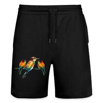 Polygonal Tier farbenfroh geometrie tiere Vogel - Stanley/Stella Unisex Bio Joggingshorts Trainer  - Schwarz - Vorne - Nik (191cm) & Marisol (170cm)