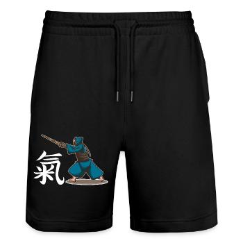 Kendo Japanese Martial Arts Sword Fighting - Stanley/Stella Trainer Unisex Organic Jogging Shorts - black - Front - Nik (191cm) & Marisol (170cm)