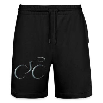cyclist cycling bmx bike sport mountain biking hobby - Stanley/Stella Trainer Unisex Organic Jogging Shorts - black - Front - Nik (191cm) & Marisol (170cm)