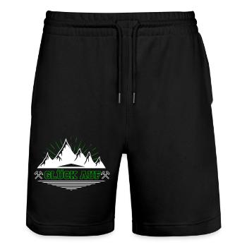 Glück auf - Stanley/Stella Unisex Bio Joggingshorts Trainer  - Schwarz - Vorne - Nik (191cm) & Marisol (170cm)