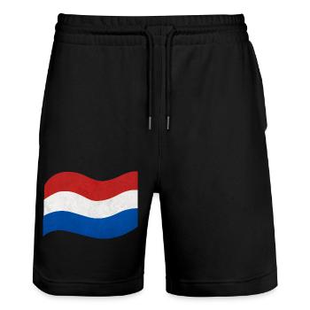 Flag of Netherlands - Stanley/Stella Trainer Unisex Organic Jogging Shorts - black - Front - Nik (191cm) & Marisol (170cm)