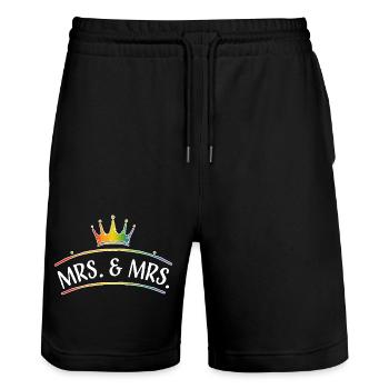 Regenbogen MRS and MRS lesbisch hochzeit white - Stanley/Stella Unisex Bio Joggingshorts Trainer  - Schwarz - Vorne - Nik (191cm) & Marisol (170cm)