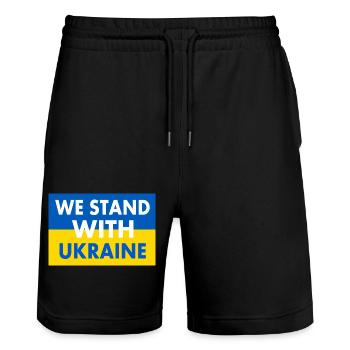 We stand with ukraine - Short de jogging bio TRAINER Stanley/Stella unisexe - noir - Devant - Nik (191cm) & Marisol (170cm)
