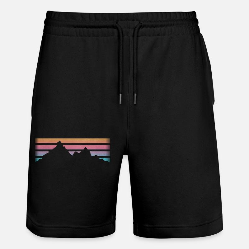BERGE - WANDERN - RETRO Stripes - Stanley/Stella Unisex Bio Joggingshorts Trainer  - Schwarz
