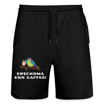 Sachsen Gaffee - Stanley/Stella Unisex Bio Joggingshorts Trainer  - Schwarz - Vorne - Nik (191cm) & Marisol (170cm)
