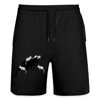 Many Kitten Mama Cat - Stanley/Stella Trainer Unisex Organic Jogging Shorts - black - Front - Nik (191cm) & Marisol (170cm)