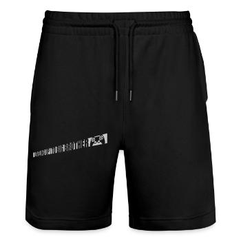 Leveling up big brother - Stanley/Stella Trainer Unisex Organic Jogging Shorts - black - Front - Nik (191cm) & Marisol (170cm)