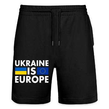 Ukraine is europe - Short de jogging bio TRAINER Stanley/Stella unisexe - noir - Devant - Nik (191cm) & Marisol (170cm)