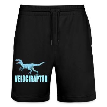 Dinosaurier Velociraptor Raptor Dino - Stanley/Stella Unisex Bio Joggingshorts Trainer  - Schwarz - Vorne - Nik (191cm) & Marisol (170cm)