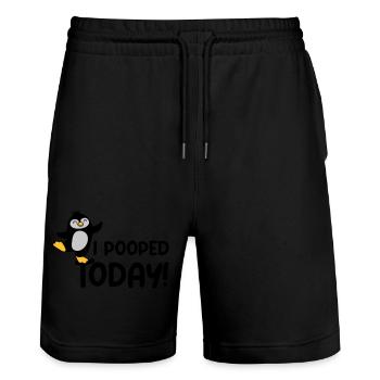 I pooped today Pinguin - Stanley/Stella Unisex Bio Joggingshorts Trainer  - Schwarz - Vorne - Nik (191cm) & Marisol (170cm)