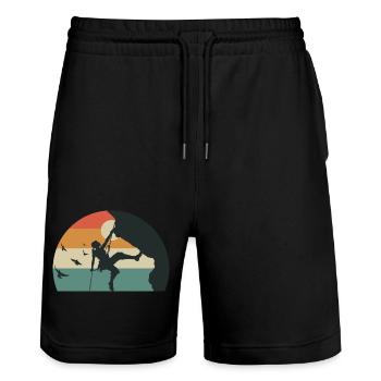 CLIMB climbing rock climbing woman - Stanley/Stella Trainer Unisex Organic Jogging Shorts - black - Front - Nik (191cm) & Marisol (170cm)