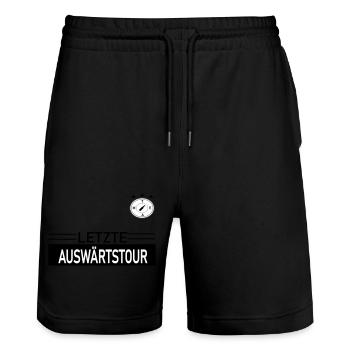 Letzte Auswärtstour Team - Stanley/Stella Unisex Bio Joggingshorts Trainer  - Schwarz - Vorne - Nik (191cm) & Marisol (170cm)