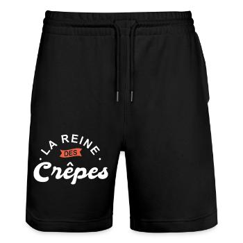 reine des crêpes femme bretagne cuisine bretonne - Short de jogging bio TRAINER Stanley/Stella unisexe - noir - Devant - Nik (191cm) & Marisol (170cm)