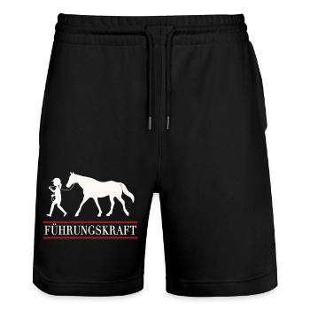 Führungskraft Pferd Reiterin Pferdesport - Stanley/Stella Unisex Bio Joggingshorts Trainer  - Schwarz - Vorne - Nik (191cm) & Marisol (170cm)