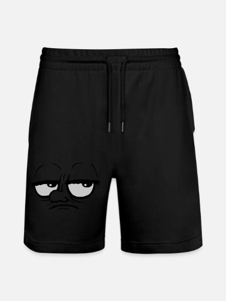 Cartoon annoyed rolling eyes - Stanley/Stella Trainer Unisex Organic Jogging Shorts - black