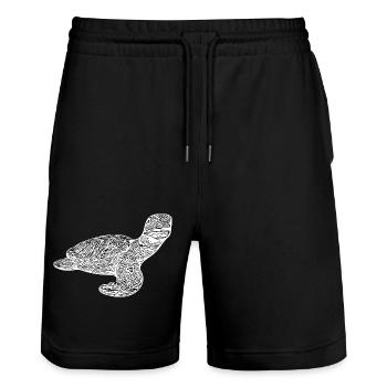 Elegant vintage turtle - Stanley/Stella Trainer Unisex Organic Jogging Shorts - black - Front - Nik (191cm) & Marisol (170cm)