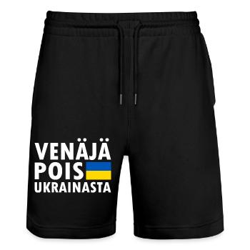 venäjä pois ukrainasta - Stanley/Stella Unisex Bio Joggingshorts Trainer  - Schwarz - Vorne - Nik (191cm) & Marisol (170cm)