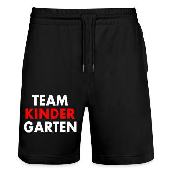Team kindergarten - Short de jogging bio TRAINER Stanley/Stella unisexe - noir - Devant - Nik (191cm) & Marisol (170cm)