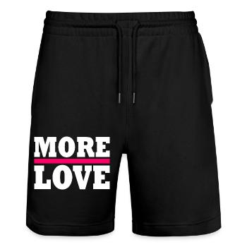 More love - Stanley/Stella Trainer Unisex Organic Jogging Shorts - black - Front - Nik (191cm) & Marisol (170cm)