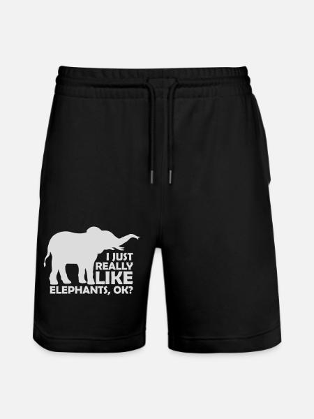 I really like elephants - Stanley/Stella Trainer Unisex Organic Jogging Shorts - black