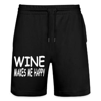 Wein - Stanley/Stella Unisex Bio Joggingshorts Trainer  - Schwarz - Vorne - Nik (191cm) & Marisol (170cm)