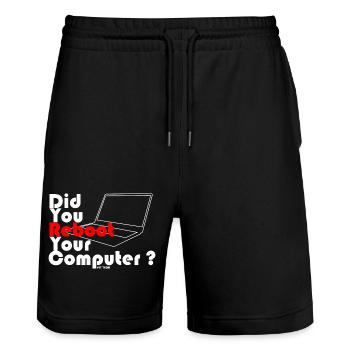 Haben Sie Ihren Computer neu gestartet? IT-TECHNIK - Stanley/Stella Unisex Bio Joggingshorts Trainer  - Schwarz - Vorne - Nik (191cm) & Marisol (170cm)