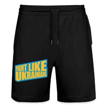 fight like ukrainians quote - Stanley/Stella Trainer Unisex Organic Jogging Shorts - black - Front - Nik (191cm) & Marisol (170cm)
