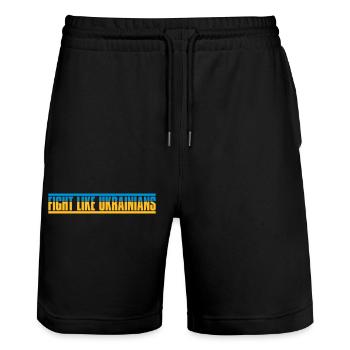 fight like ukrainians quote - Stanley/Stella Trainer Unisex Organic Jogging Shorts - black - Front - Nik (191cm) & Marisol (170cm)